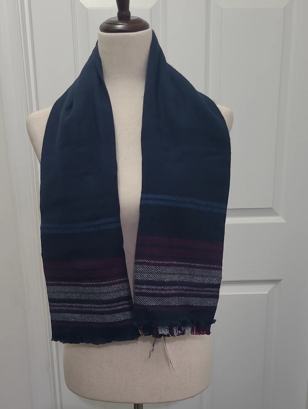 Men's Navy Stripe Woven Scarf - Unbranded